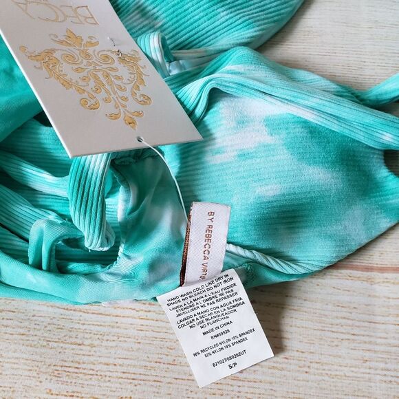 Becca Ribbed Tie Dye Plunging Neckline Cutout One-Piece Swimsuit Vibrant Small - Picture 13 of 13